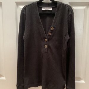 LOFT V-neck Ribbed Henley Top